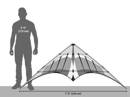 A diagram illustrating the size of the Hypnotist in comparison to a 5 foot 9 inch tall man.