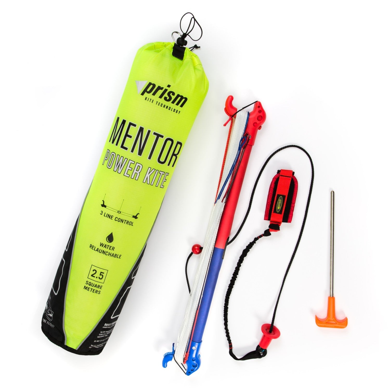 Mentor 2.5 bag with control bar and kite stake