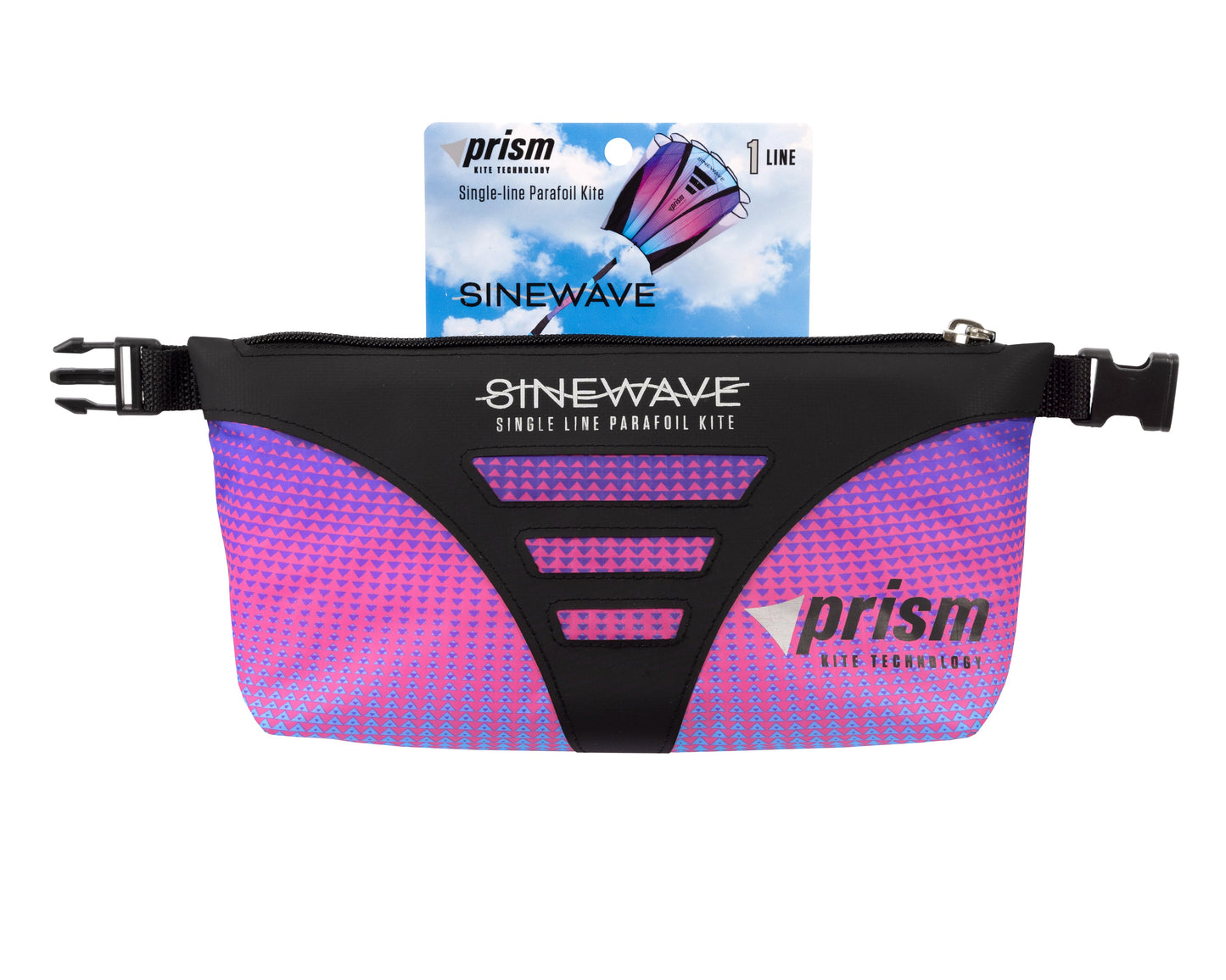 Close up shot of the Ultraviolet (blue, pink and purple) waist pouch