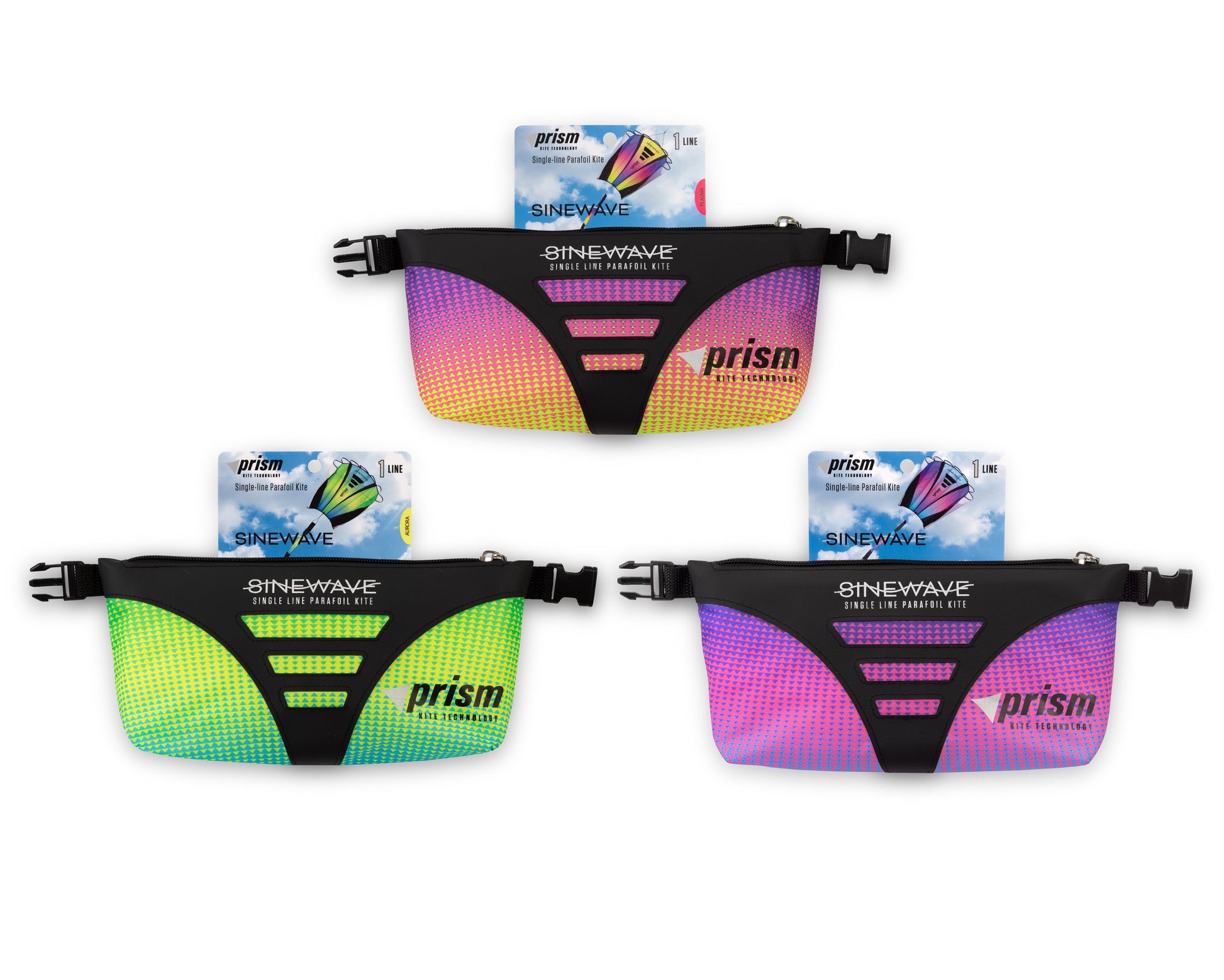 Plasma, Aurora, and Ultraviolet storage pouches on a white background.