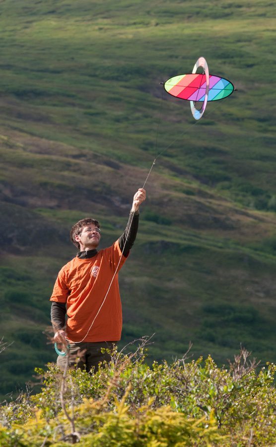 Mark launching a Flip kite in Alaska